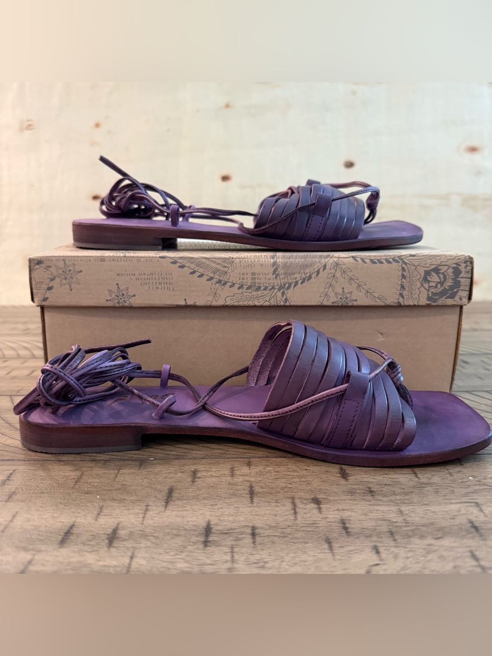 New Free People Cami Huarache Wrap Sandals Grape EU 41/US Sizes 10 w/Box